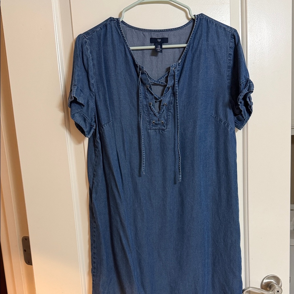 GAP Denim Lace-Up Mini Dress